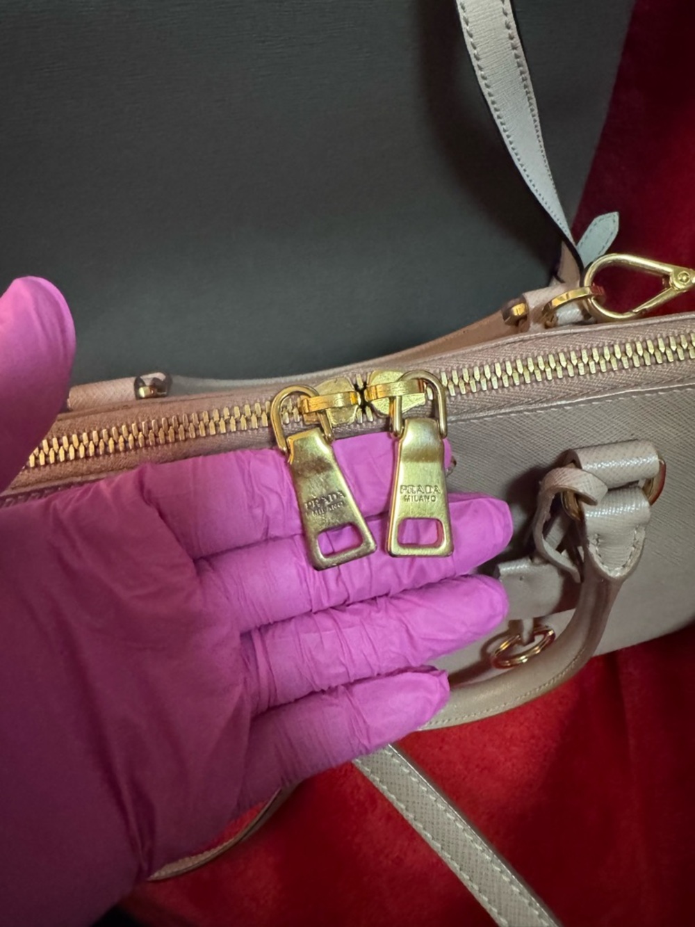 Prada Double-Handle Saffiano Satchel in Blush Pink - Picture 10 of 16